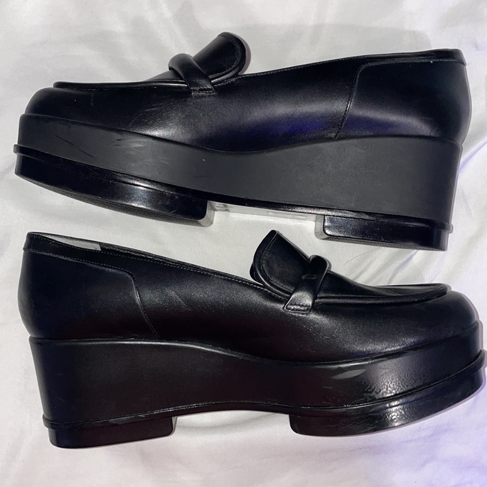 Robert Clergerie Black Leather Platform Loafers - Picture 8 of 12